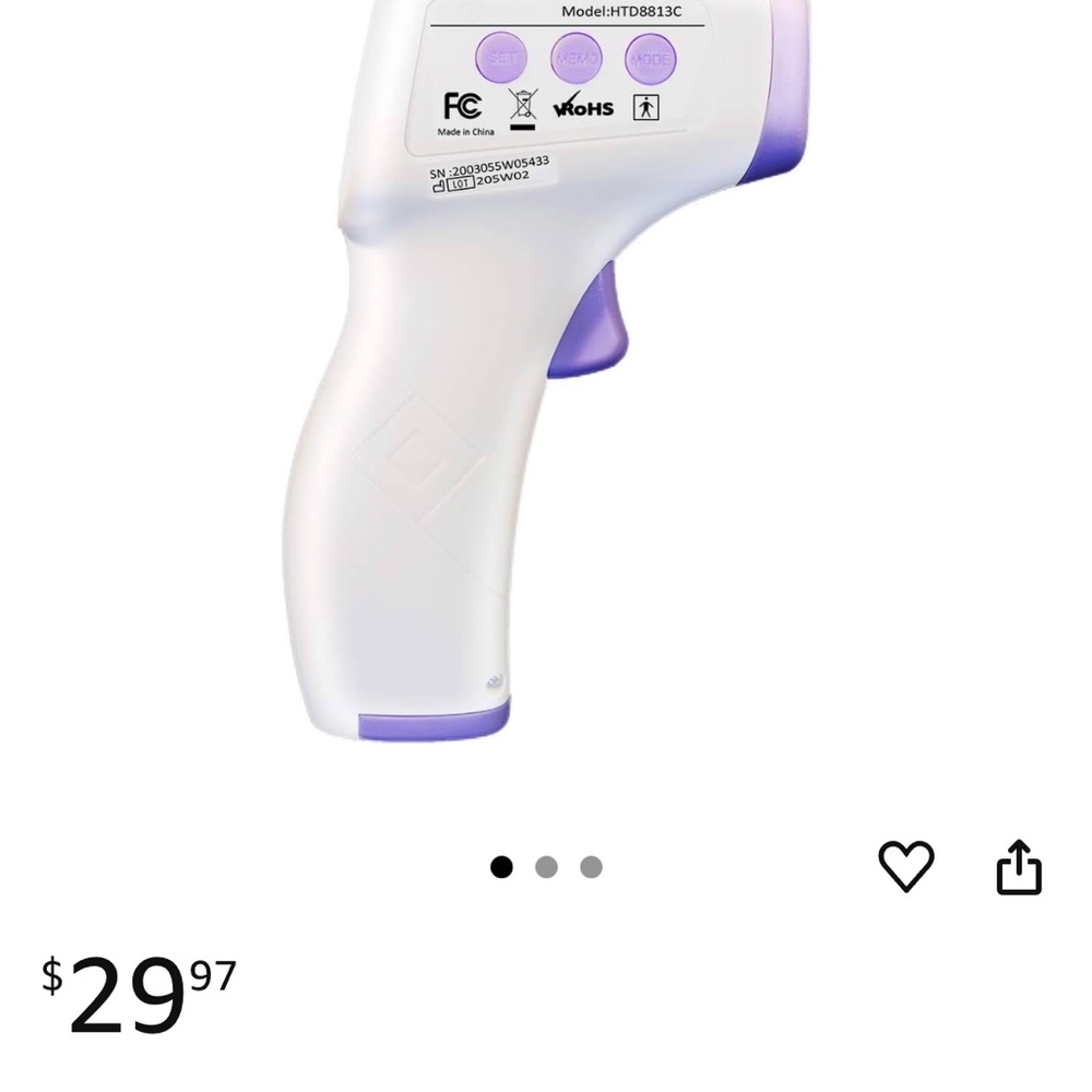 White and Purple touchless Thermometer